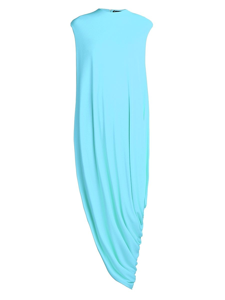Women's Asymmetric Crepe Jersey Top - Ucn Aqua - Size 14