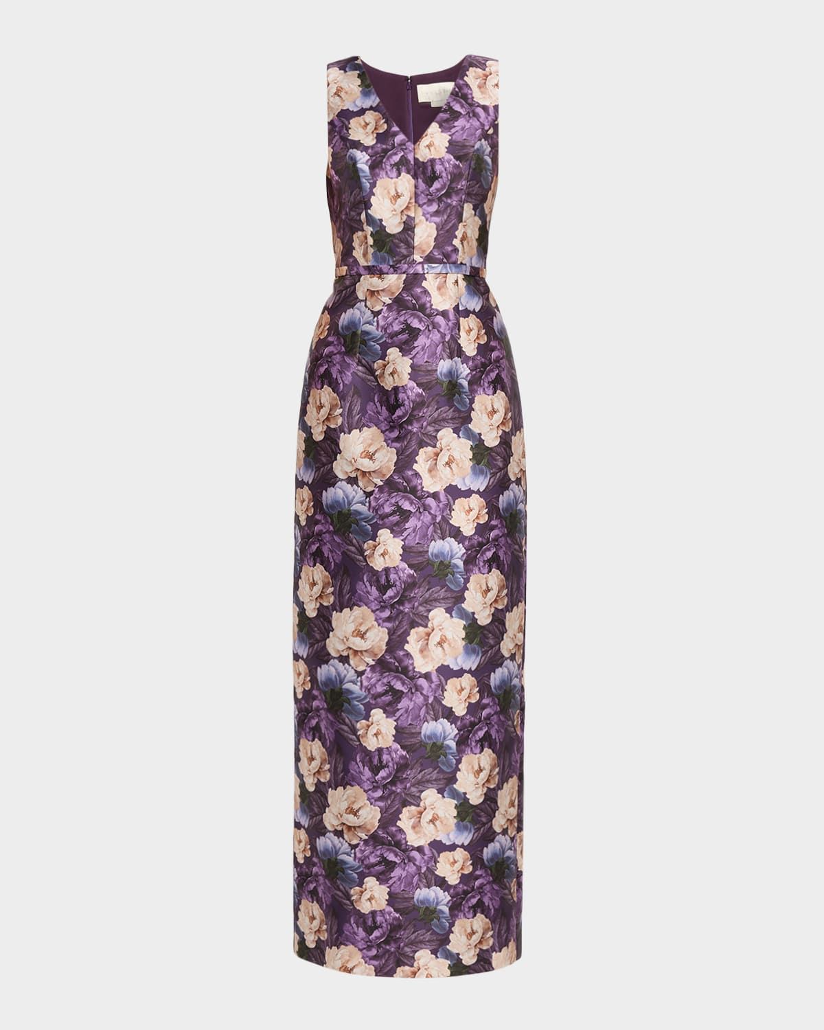 Adellyn Floral-Print Mikado Column Gown