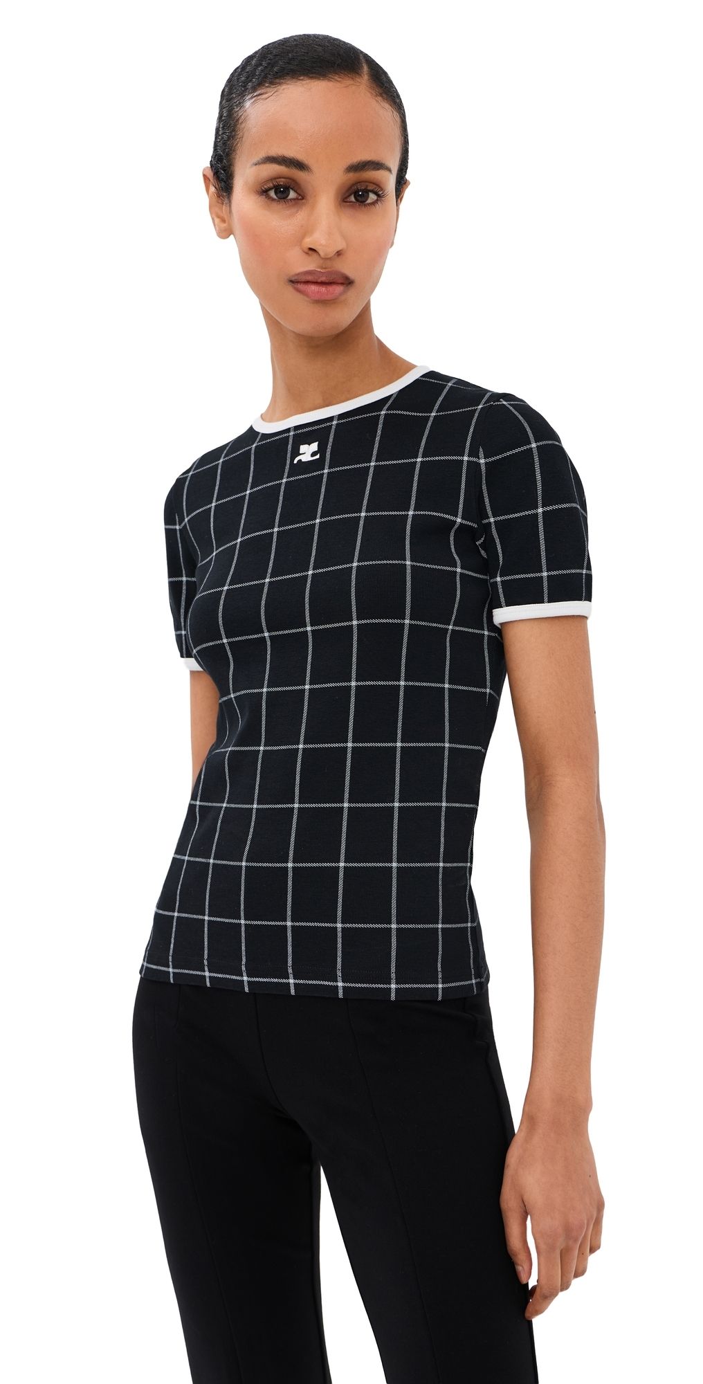 Courrèges Signature Contrast T-Shirt BLACK/HERITAGE WHITE XL