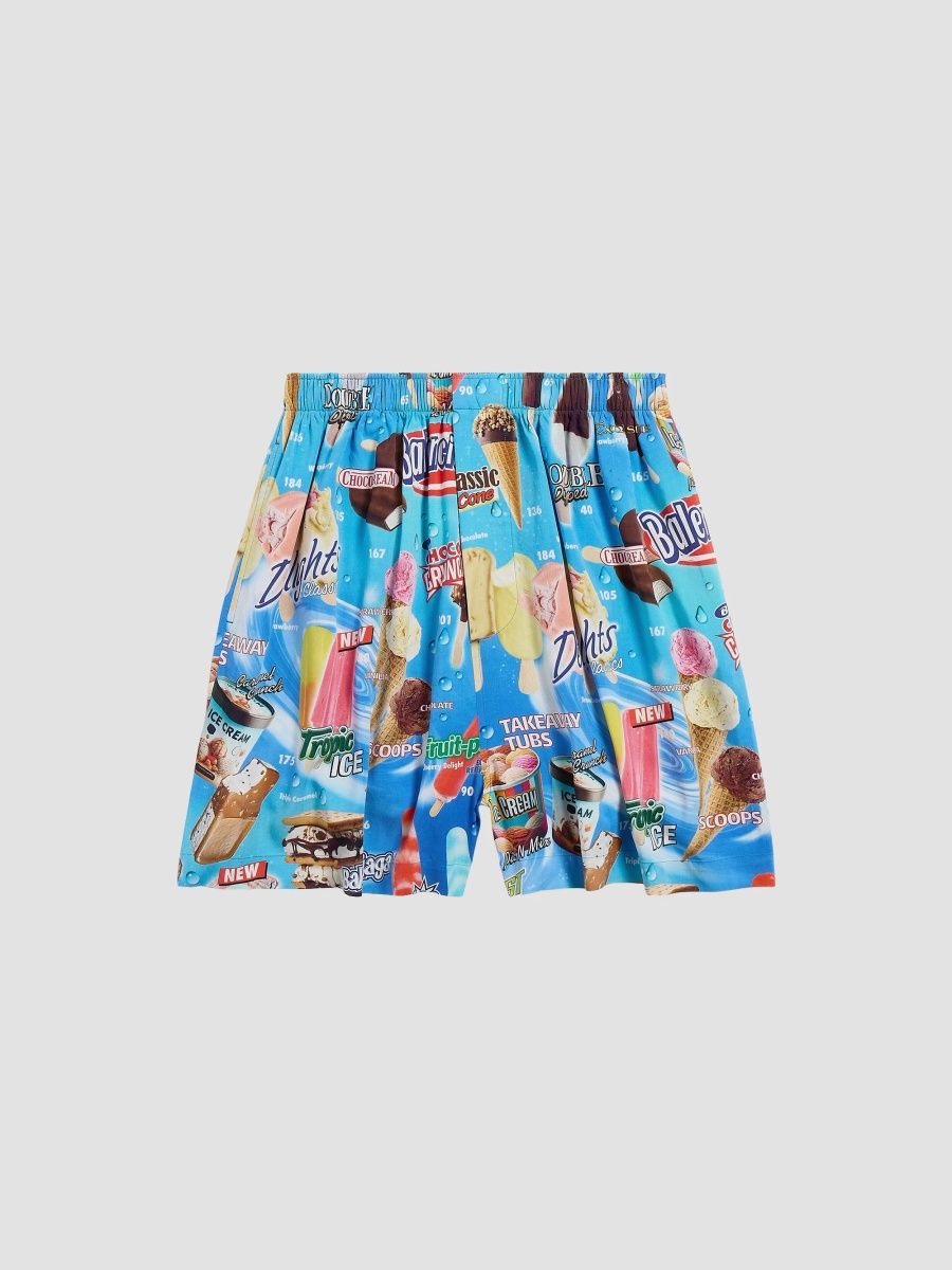 Balenciaga Men's Sweat Treat Pyjama Shorts - Blue Multi - Size Small