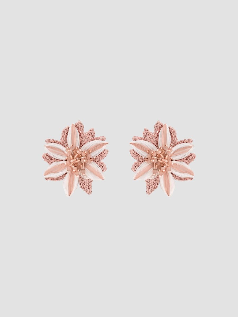 Oscar de la Renta Women's 24K-Gold-Plated & Mixed-Media Lily Clip-On Stud Earrings - Peach
