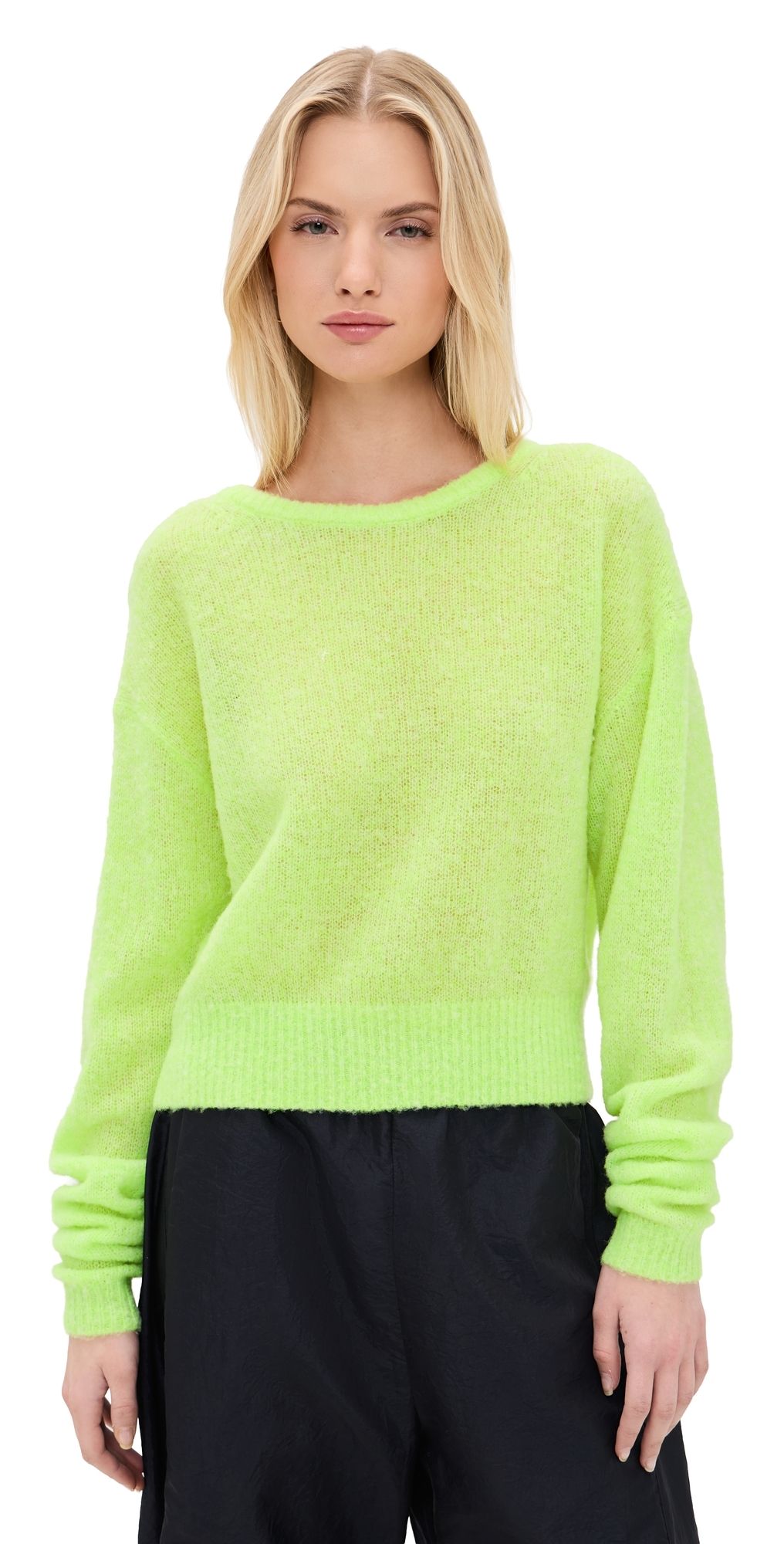 American Vintage Lightweight Wool Sweater Citronnade Fluo Chine S