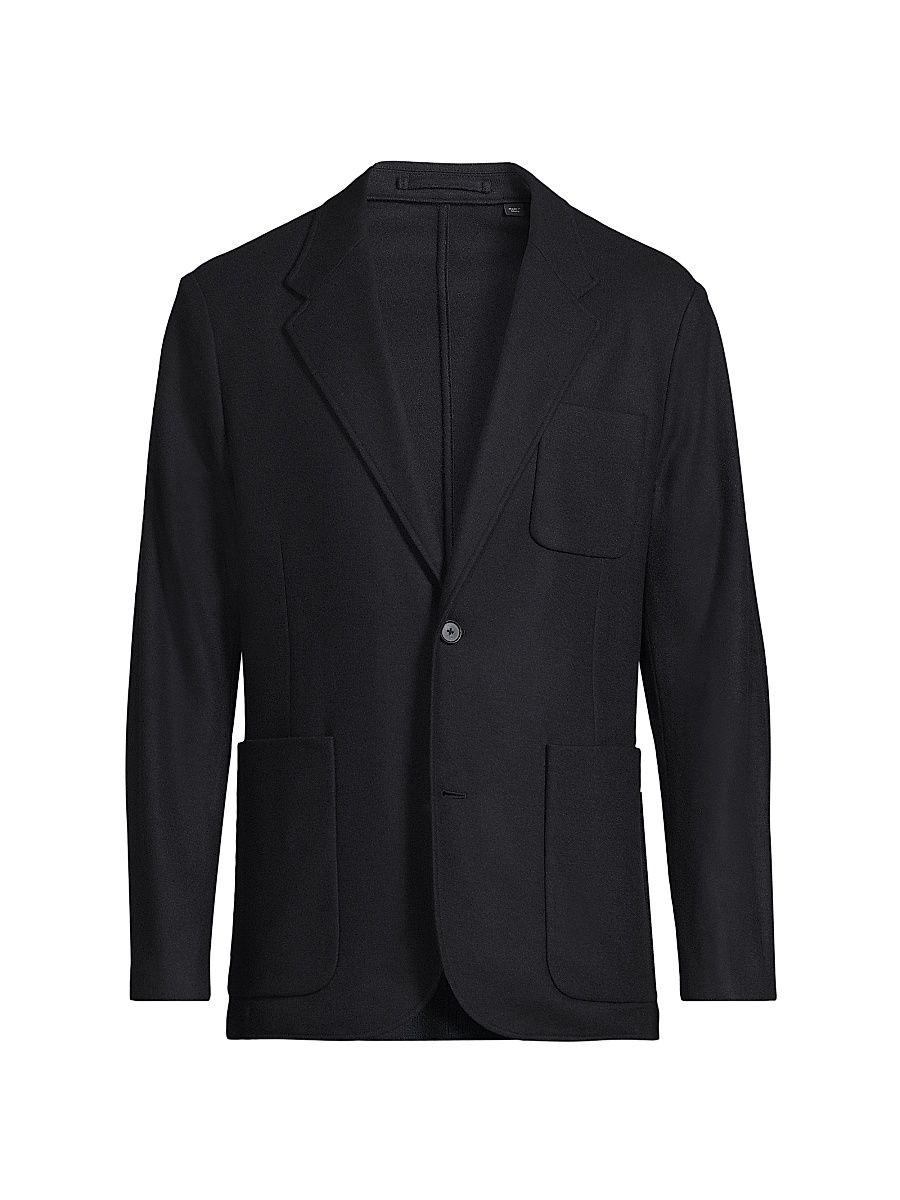 Men's Wool Single-Breasted Blazer - Coastal Blue - Size Medium