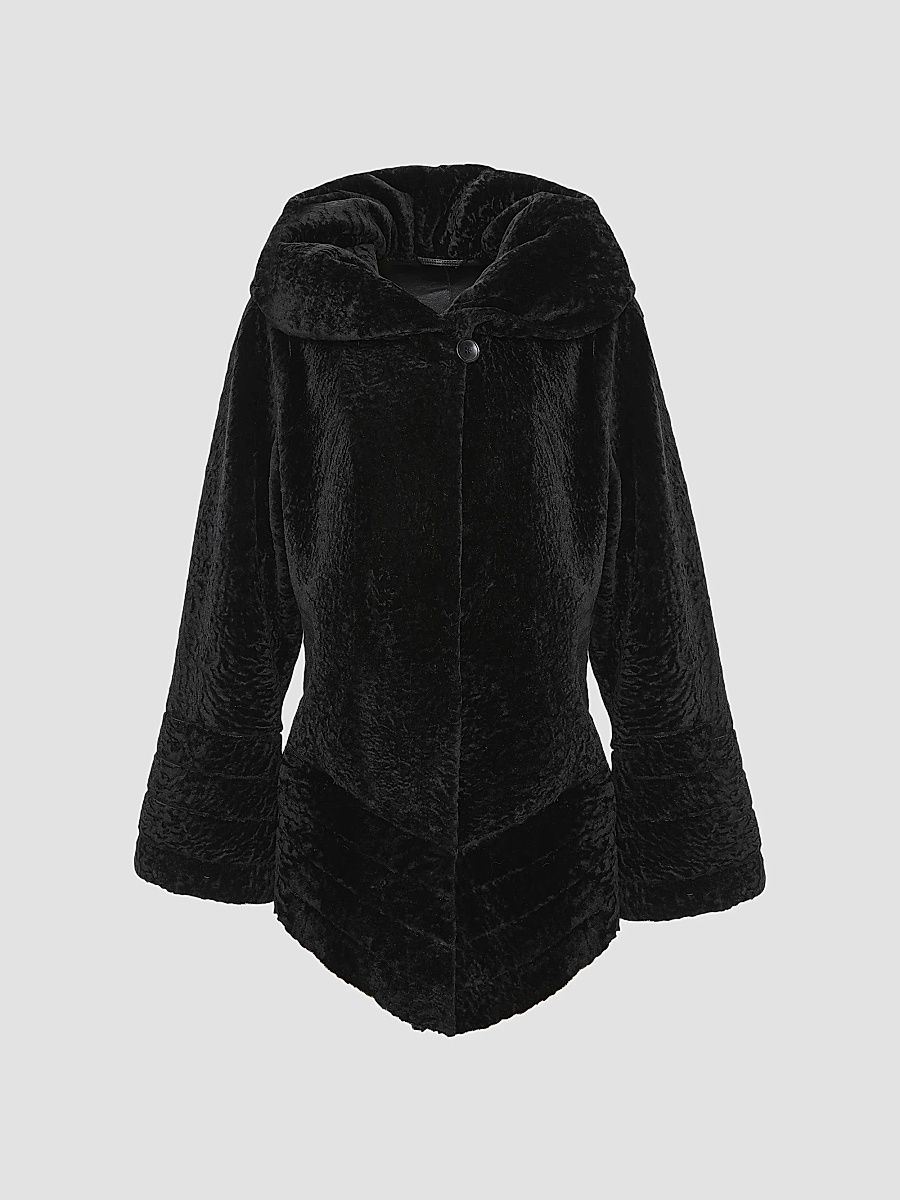 Gorski Women's Reversible Textured Shearling Lamb Jacket - Black - Size XL