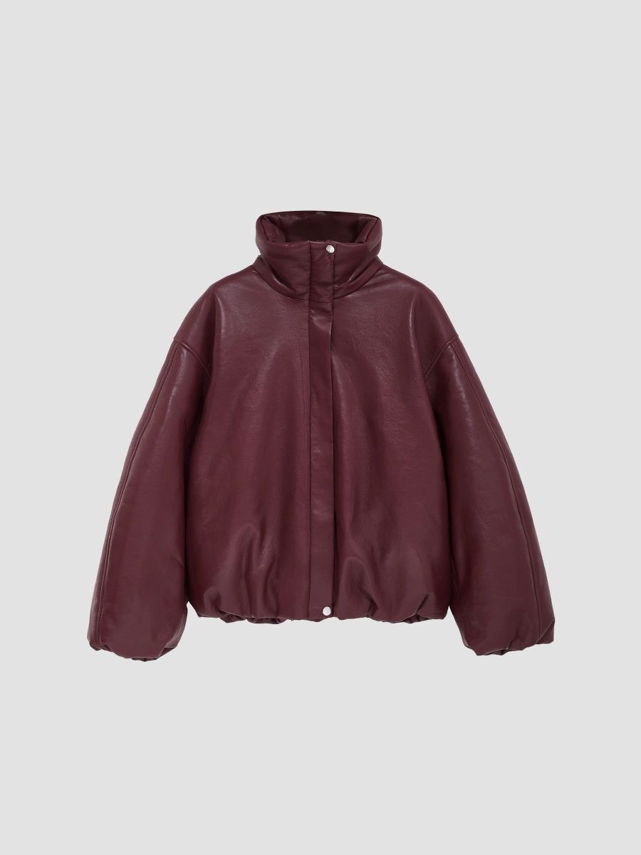 ANINE BING Women's Cyrus Leather-Blend Jacket - Burgundy - Size XS