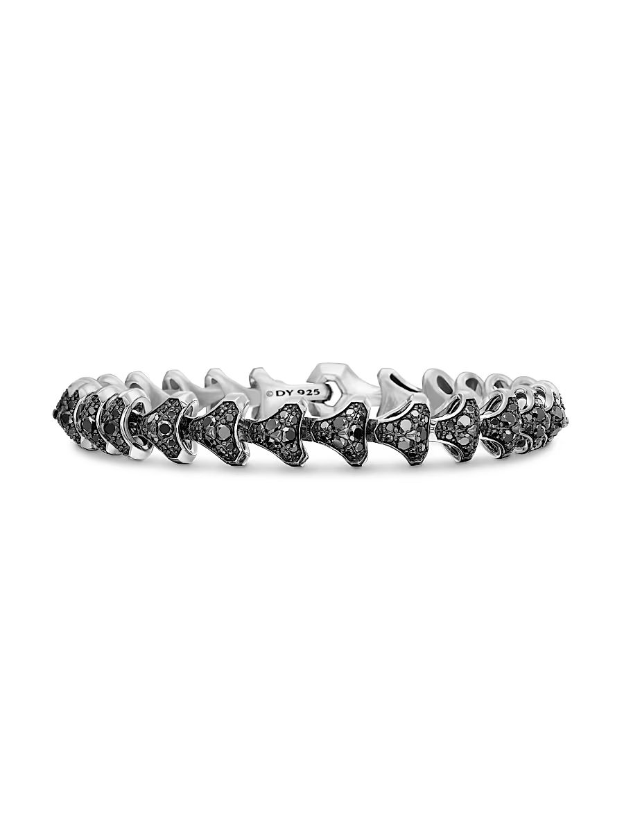 Men's Armory Link Bracelet in Sterling Silver - Black Diamond - Size Large