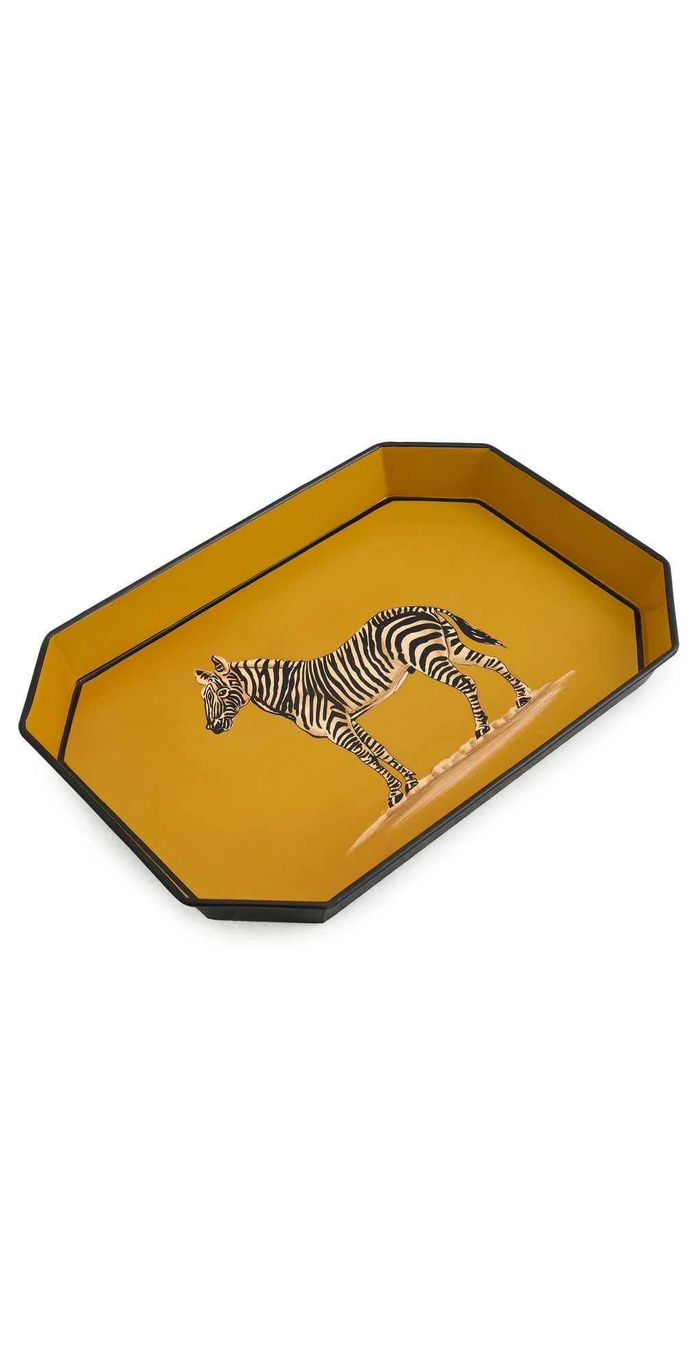 Les Ottomans Flora Handpainted Iron Tray Yellow/White/Black One Size