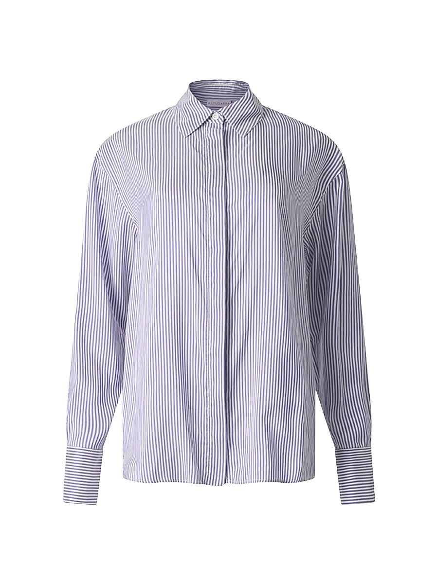 Women's Chika Striped Silk Shirt - Bluejay Stripe - Size 12