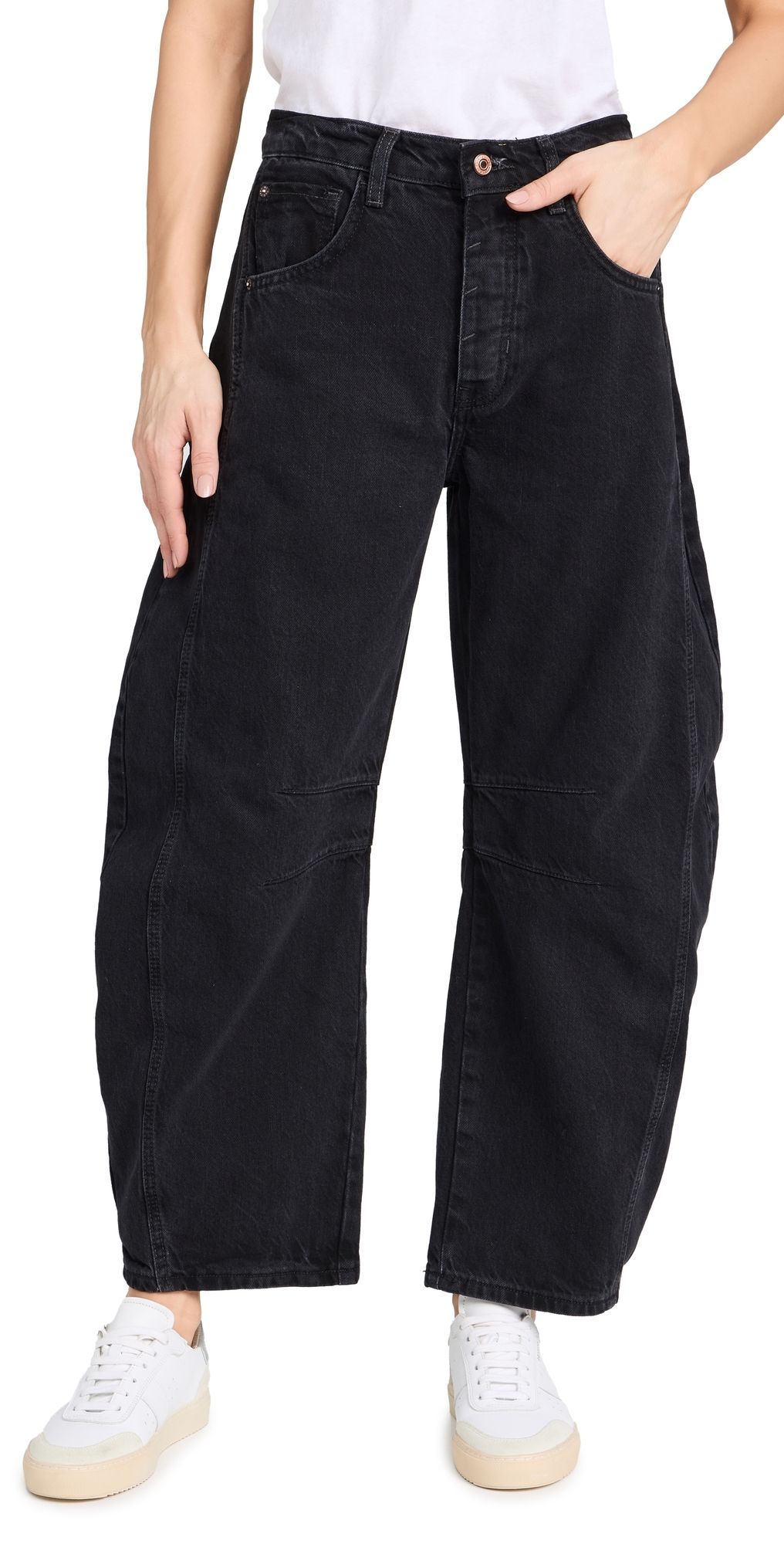 Free People We The Free Good Luck Mid-Rise Barrel Jeans Soundwave 32