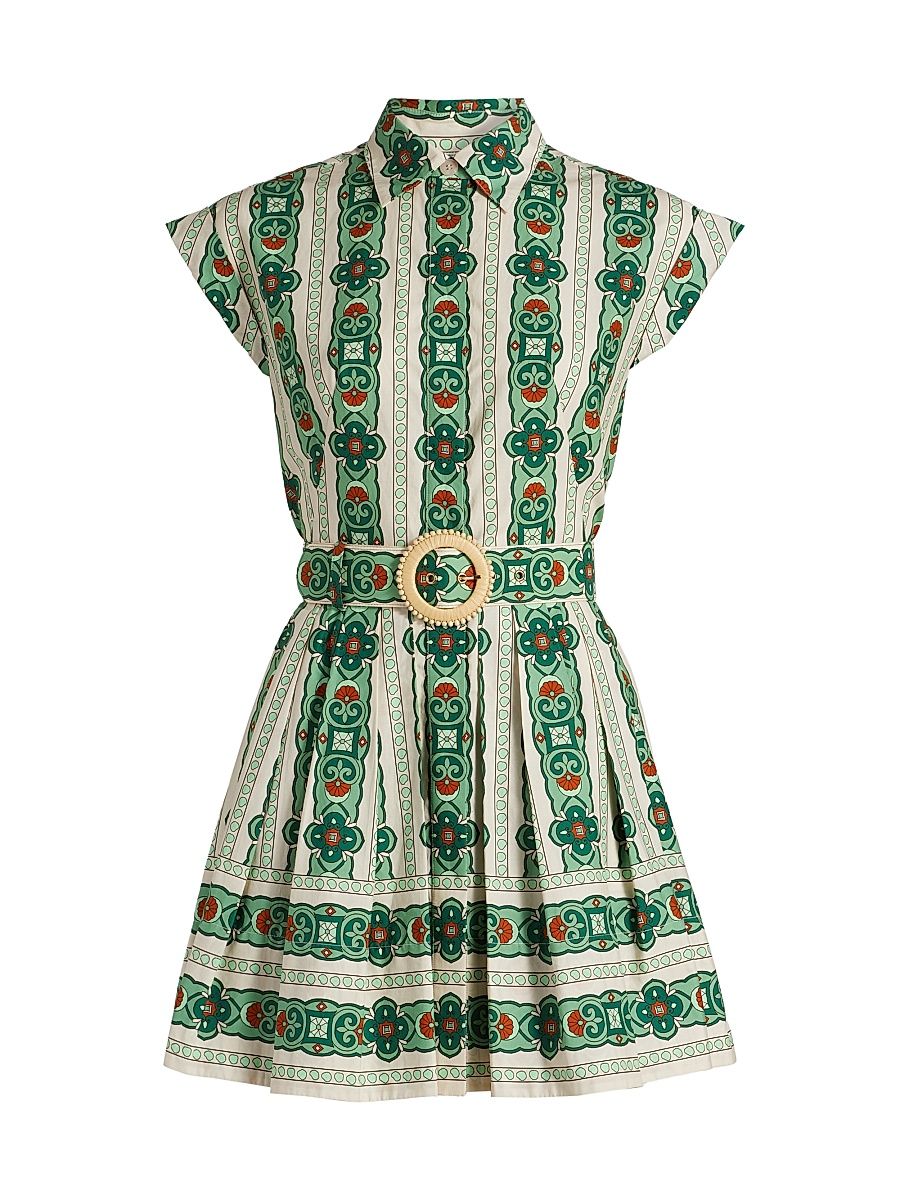 Women's Octavia Floral Belted Minidress - Bria Stripe Green - Size 14