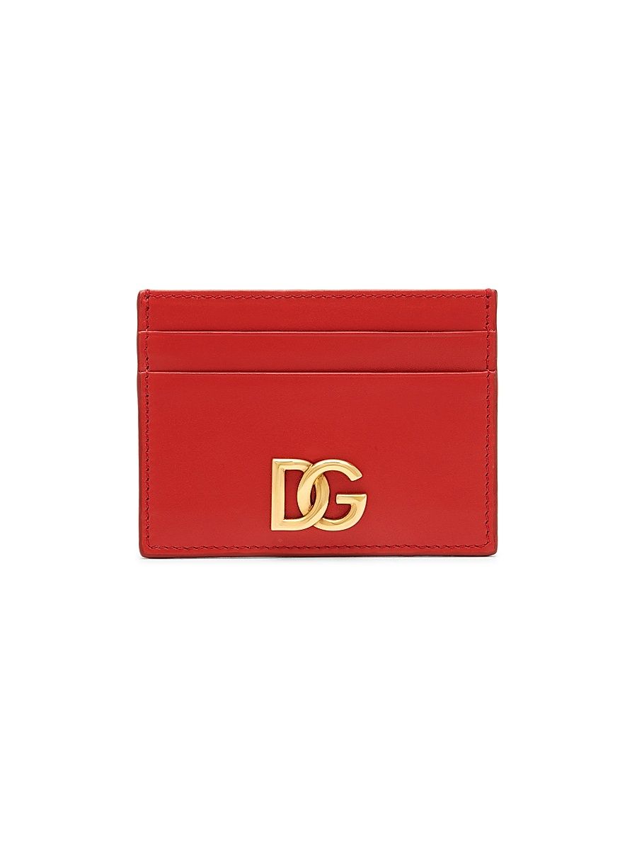 Women's Logo Leather Card Case - Rosso