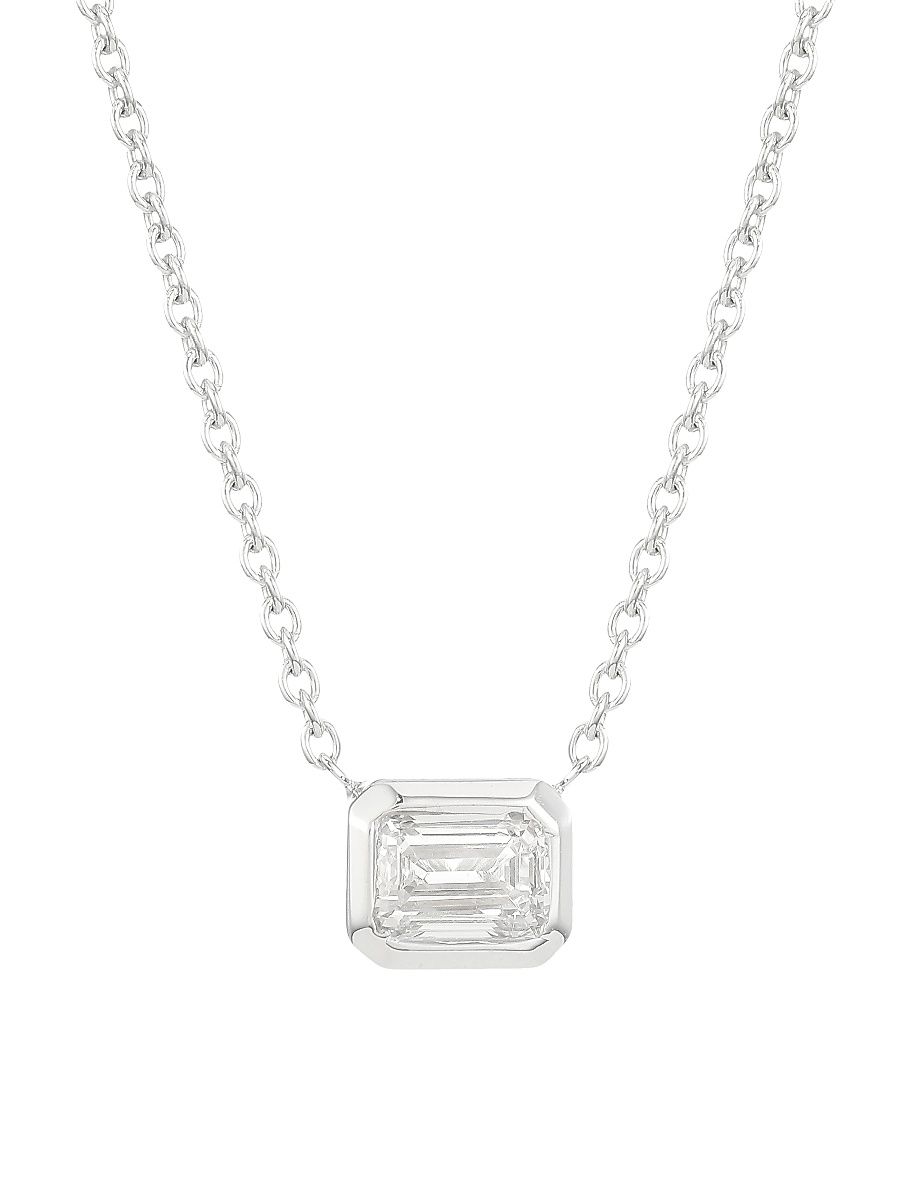Women's Diamond By The Inch 18K White Gold & Emerald-Cut Diamond Pendant Necklace - White Gold