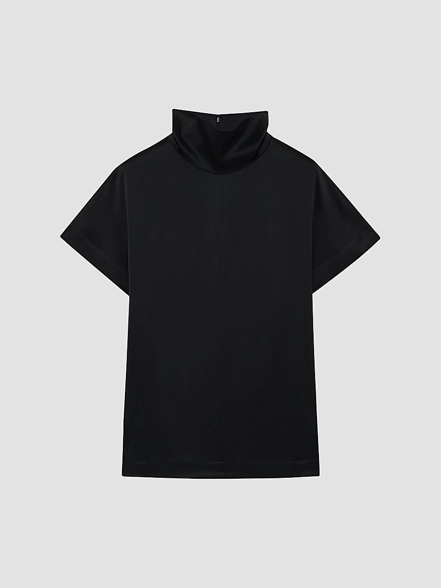 ANINE BING Women's Samson Turtleneck Short-Sleeve Top - Black - Size XL