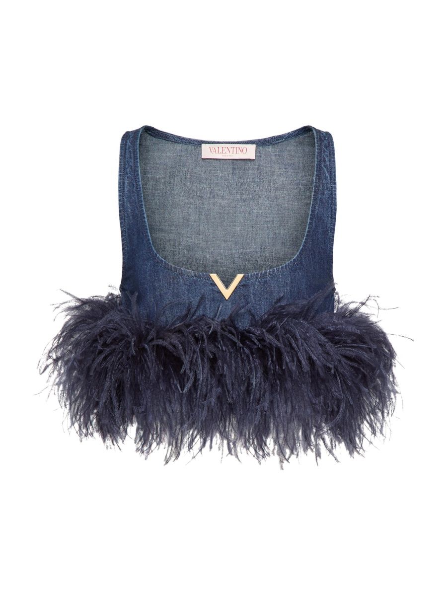 Valentino Women's Chambray Denim Top - Denim - Size 4