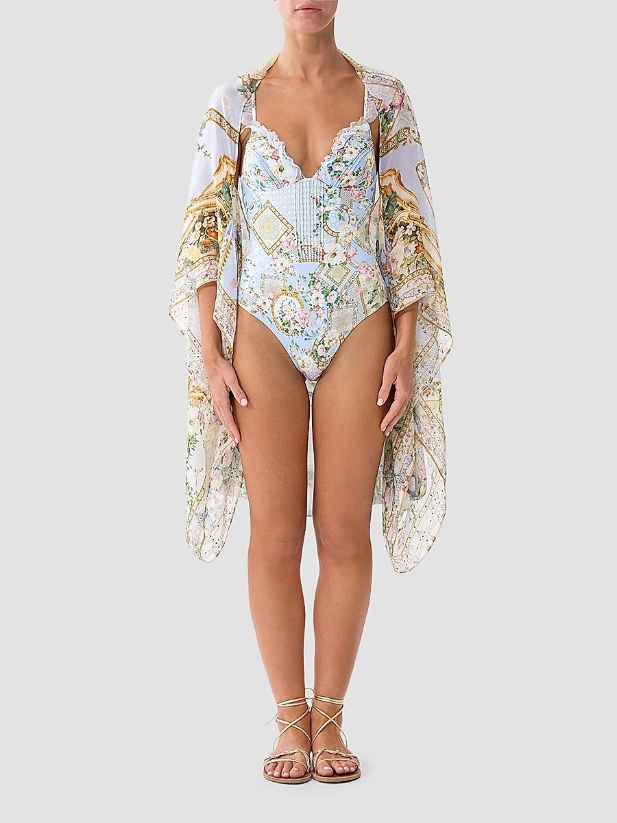 Women's Floral Silk Chiffon Shrug - Sisi Society