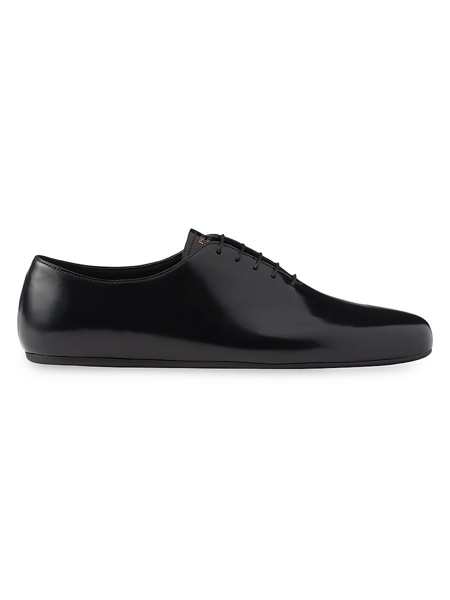 Men's Brushed Leather Lace-Up Shoes - Black - Size 10.5