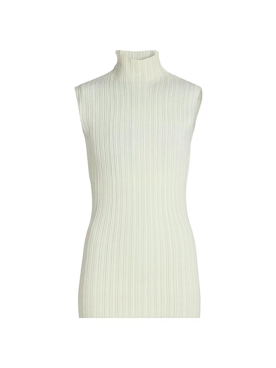 Women's Federica Micro Pleat Sleeveless Turtleneck Top - Mint - Size XL
