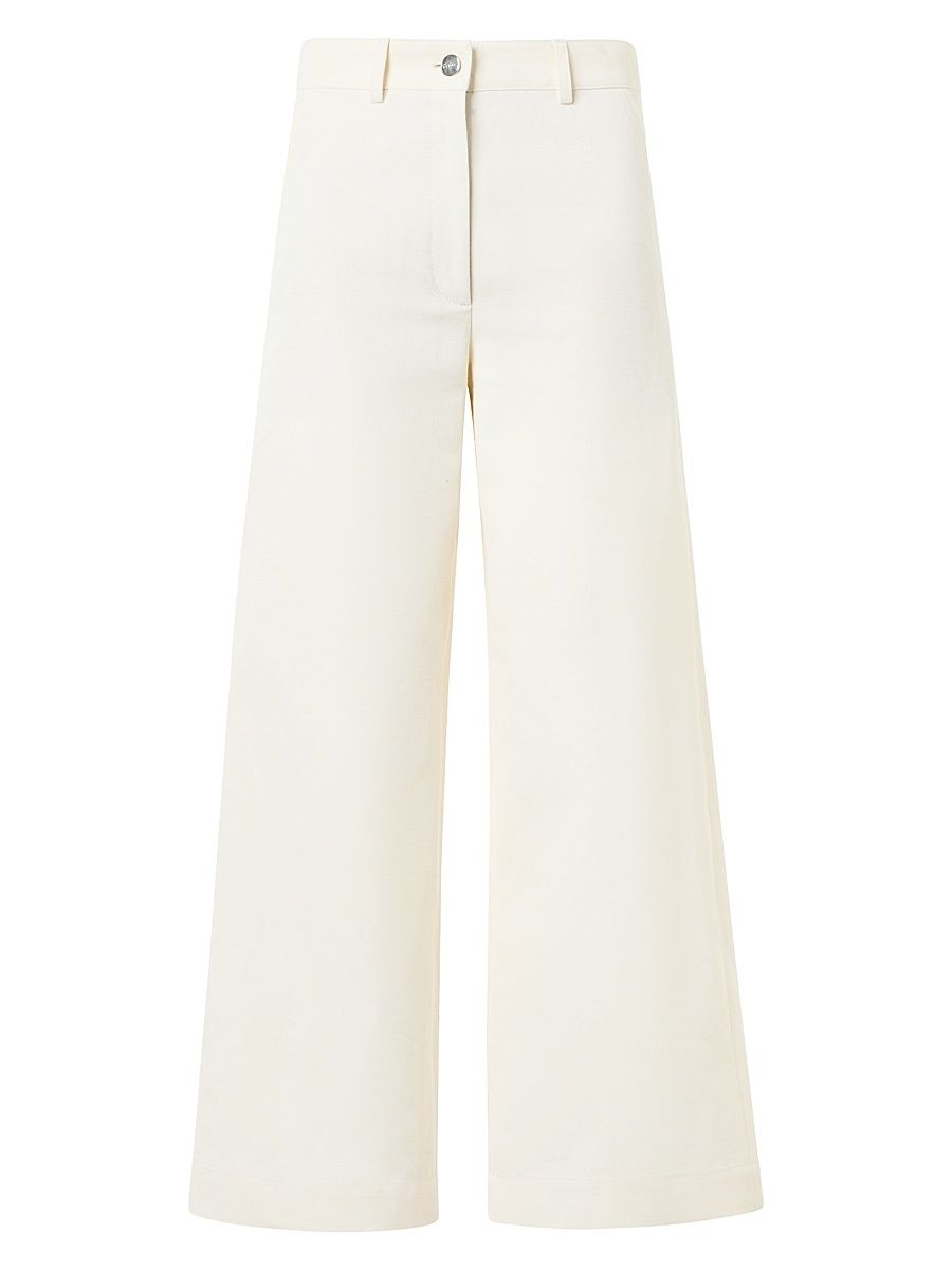 Women's Finn Cotton-Linen Gabardine Wide-Leg Pants - Ecru - Size 14