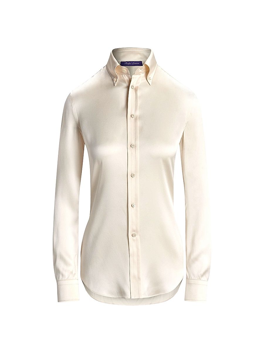 Women's Cameron Silk Stretch Shirt - Off White - Size 8