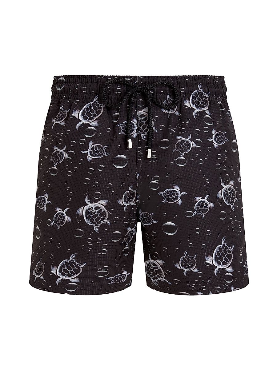 Men's Micro-Perforated Bubble Turtle Print Swim Shorts - Black - Size Small
