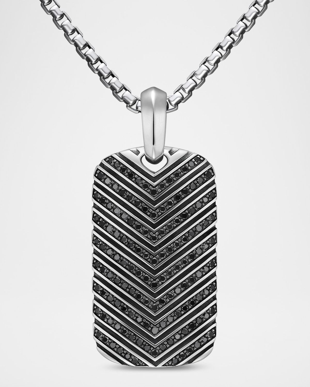 Men & apos;s Chevron Tag Enhancer in Silver with Diamonds, 34mm
