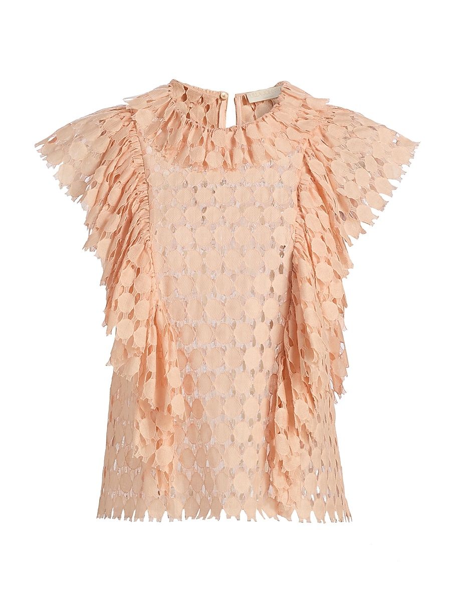 Women's Daevy Lace Ruffle Top - Blush - Size 12