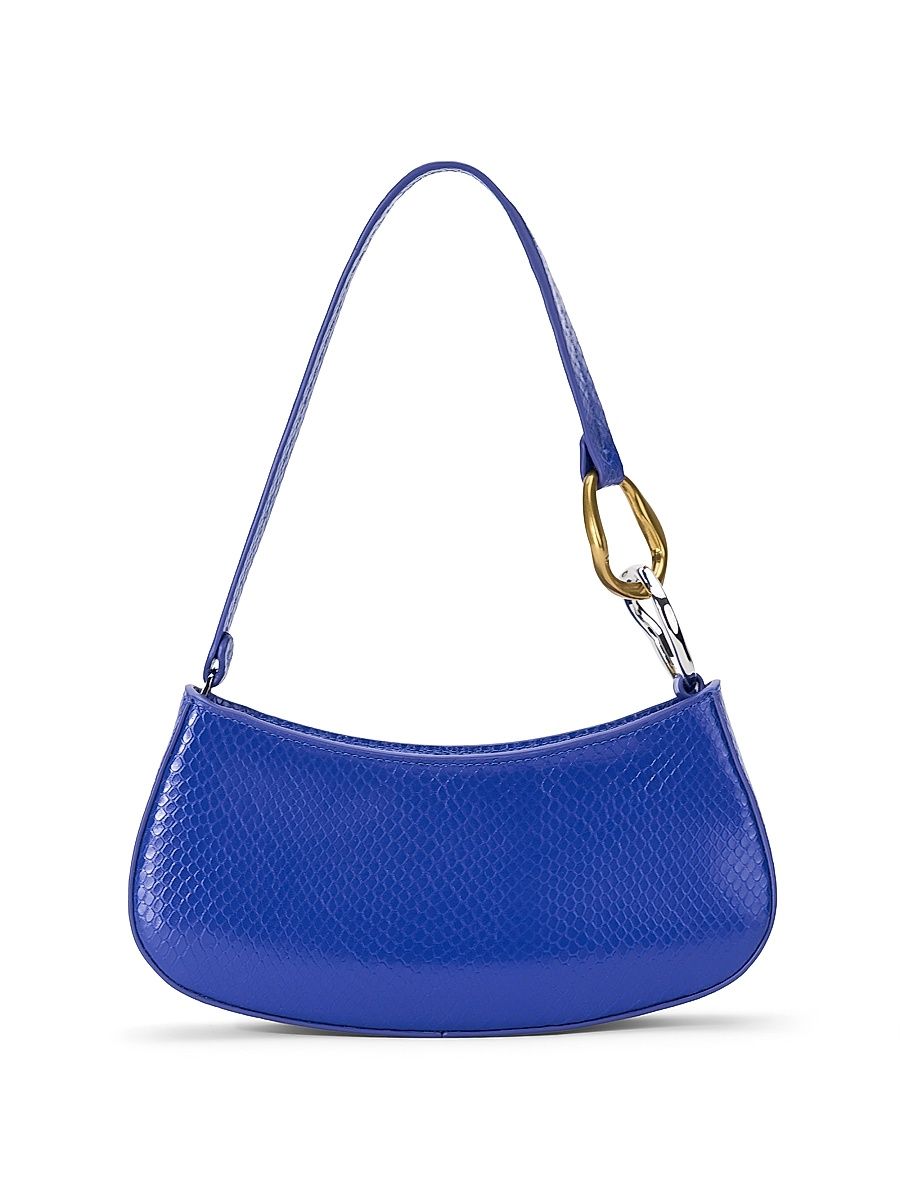 Women's Ollie Lizard-Embossed Leather Shoulder Bag - Cobalt