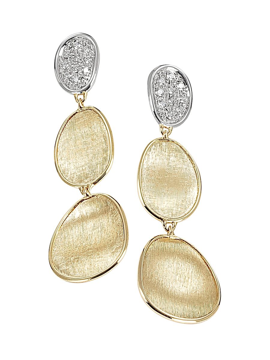 Women's Lunaria Two-Tone 18K Gold & Diamond Petite Triple-Drop Earrings - Gold