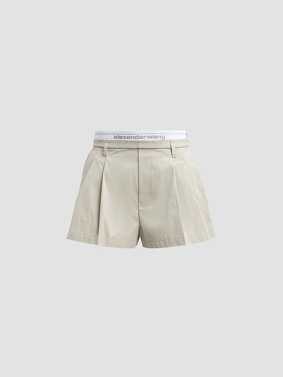 Women's Logo Elastic High-Rise Shorts - Stone - Size 0