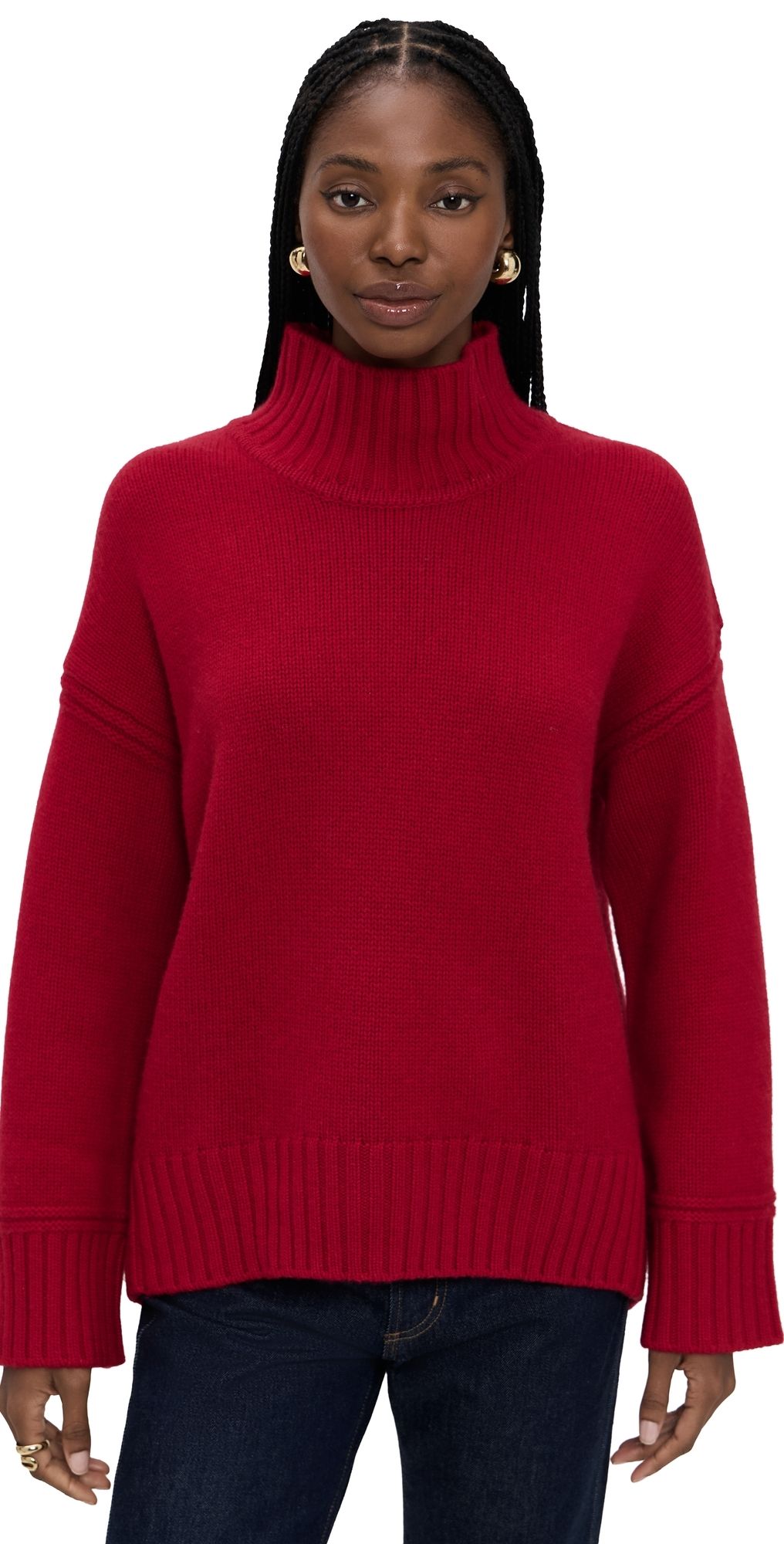 La Ligne Heavyweight Turtleneck Sweater Dark Red XS