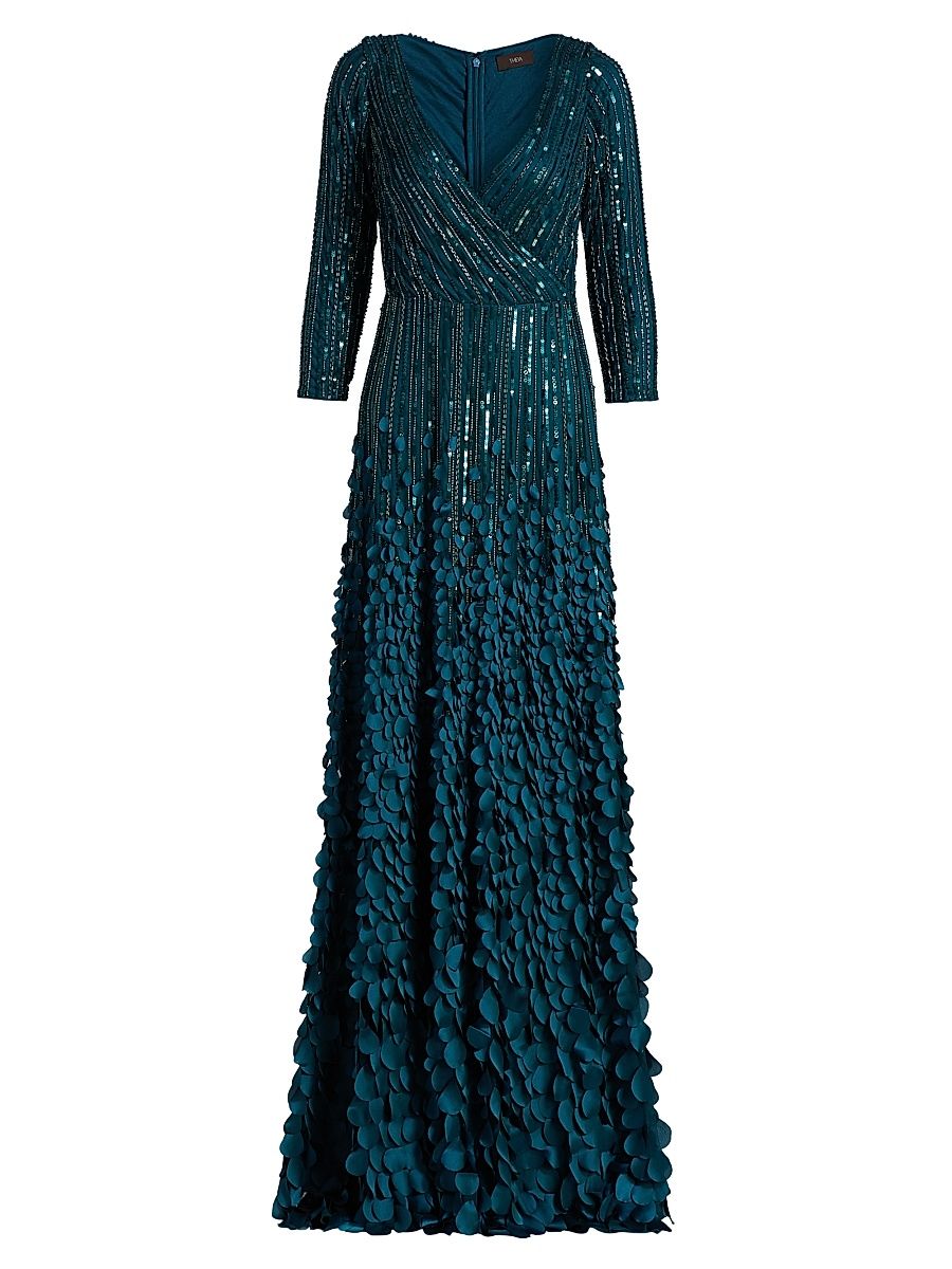 Women's Arabella Beaded A-Line Gown - Poseidon - Size 12