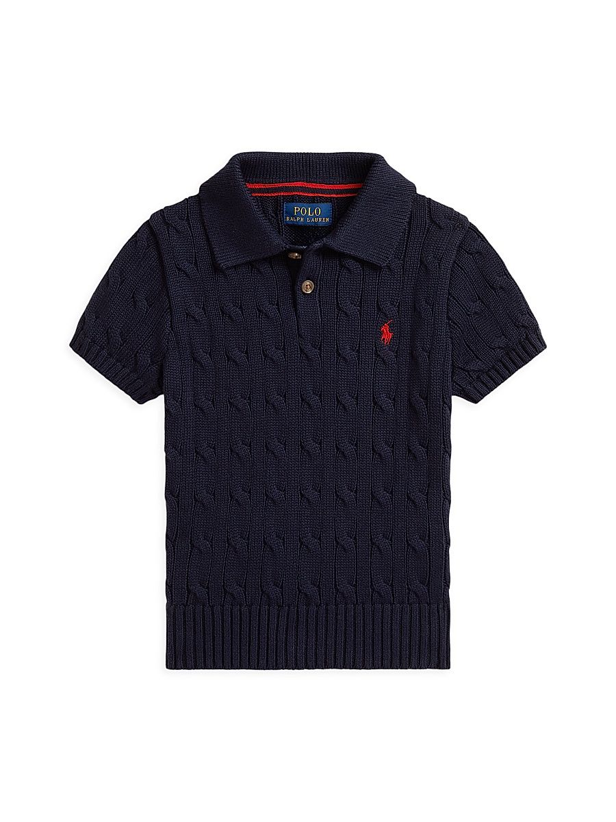 Little Boy's & Boy's Cable-Knit Polo Sweater - Navy - Size 8
