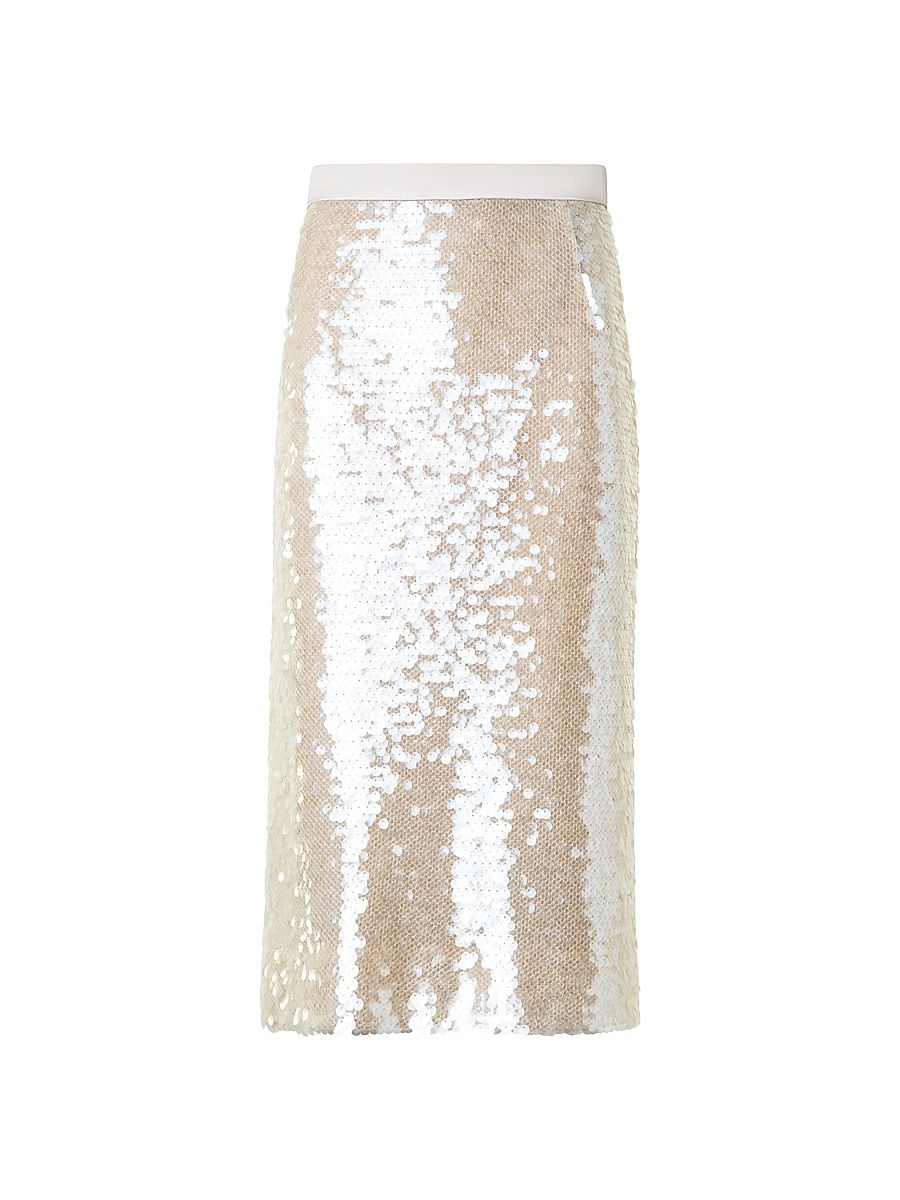 Women's Sequined Pencil Skirt - Greige - Size 6