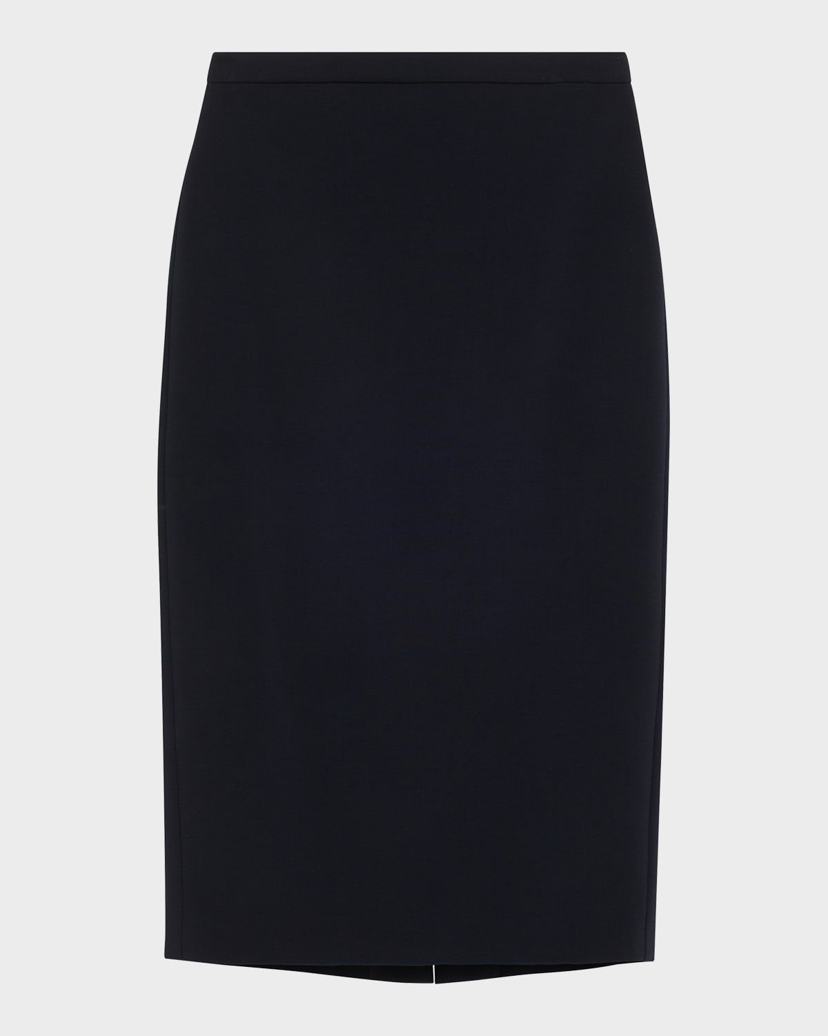Stretch Wool Midi Pencil Skirt