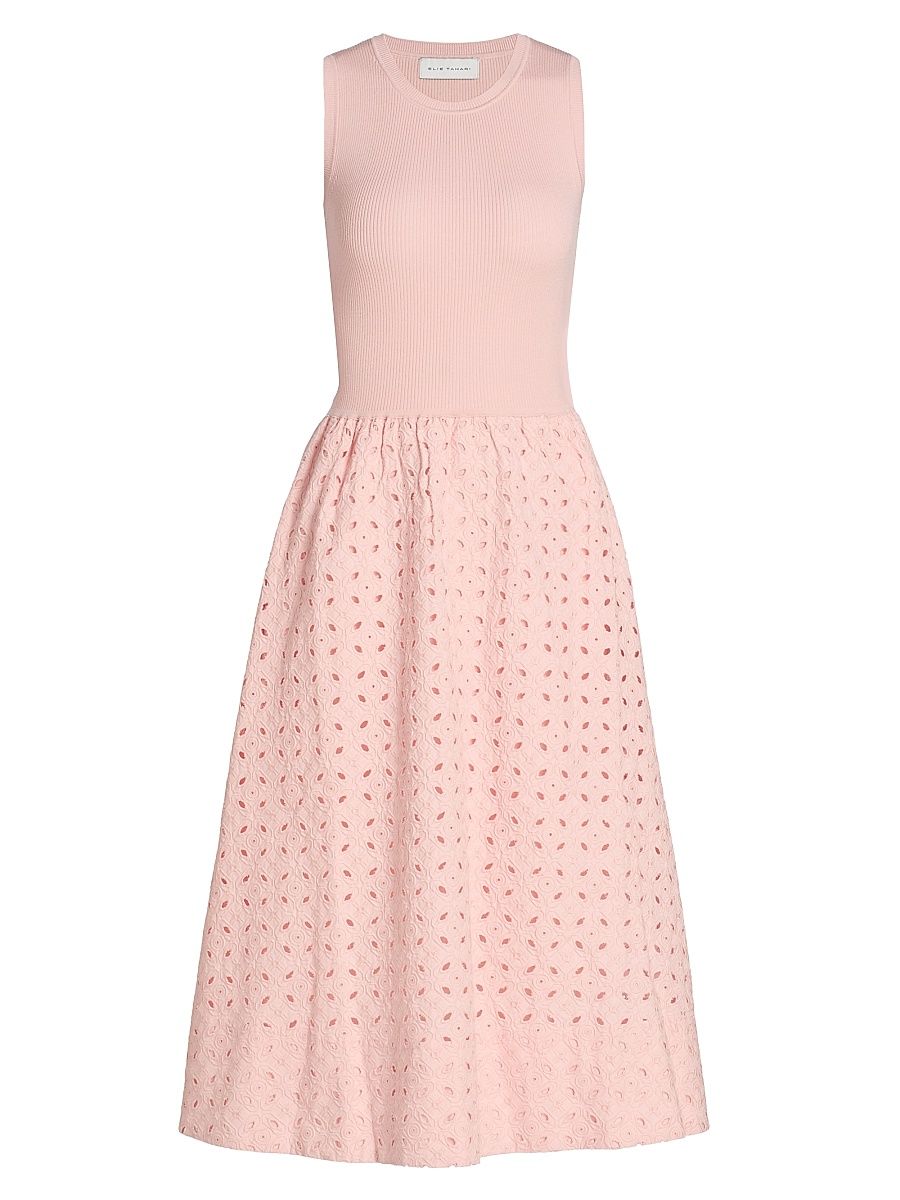Women's The Emma Eyelet Midi Dress - Pale Blush - Size XL