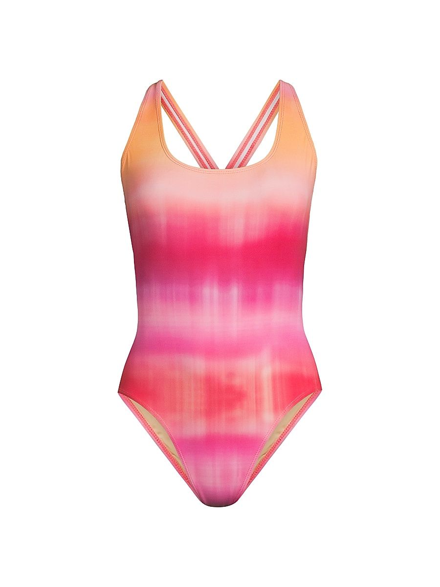 Women's Star Shibori Print One-Piece Swimsuit - Cherry Blossom Multi - Size Medium