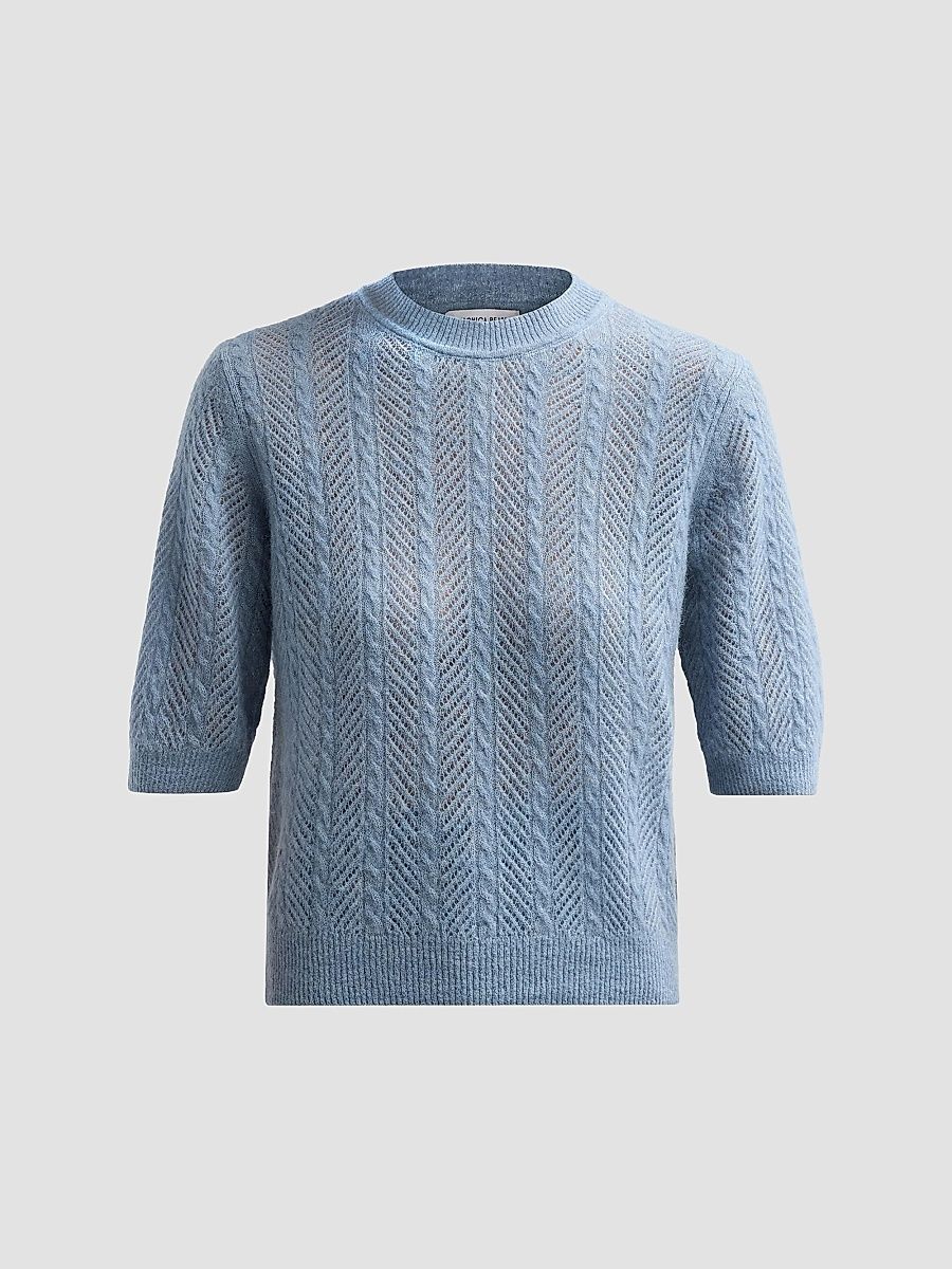 Women's Shana Cable-Knit Crewneck Sweater - Blue River - Size XL