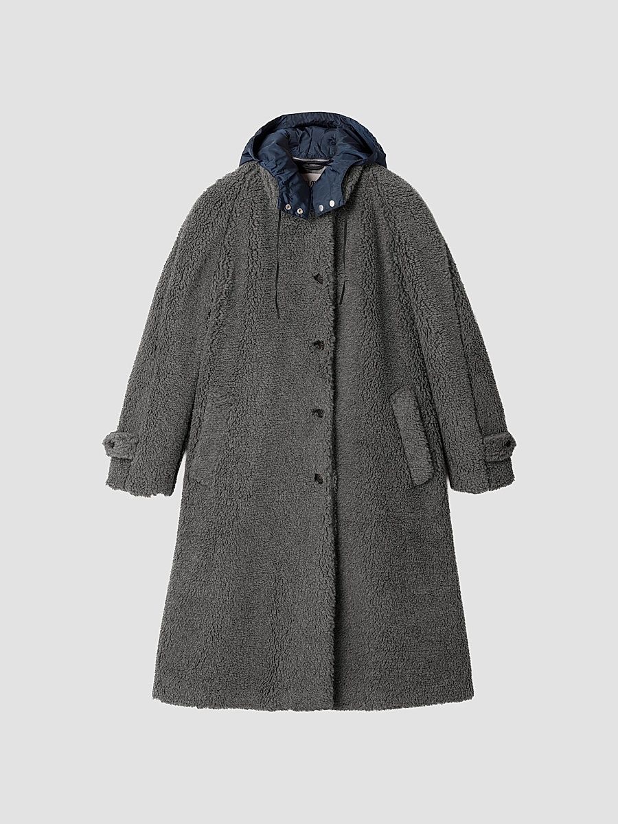Miu Miu Women's Single-Breasted Fleece Coat - Grey - Size 4