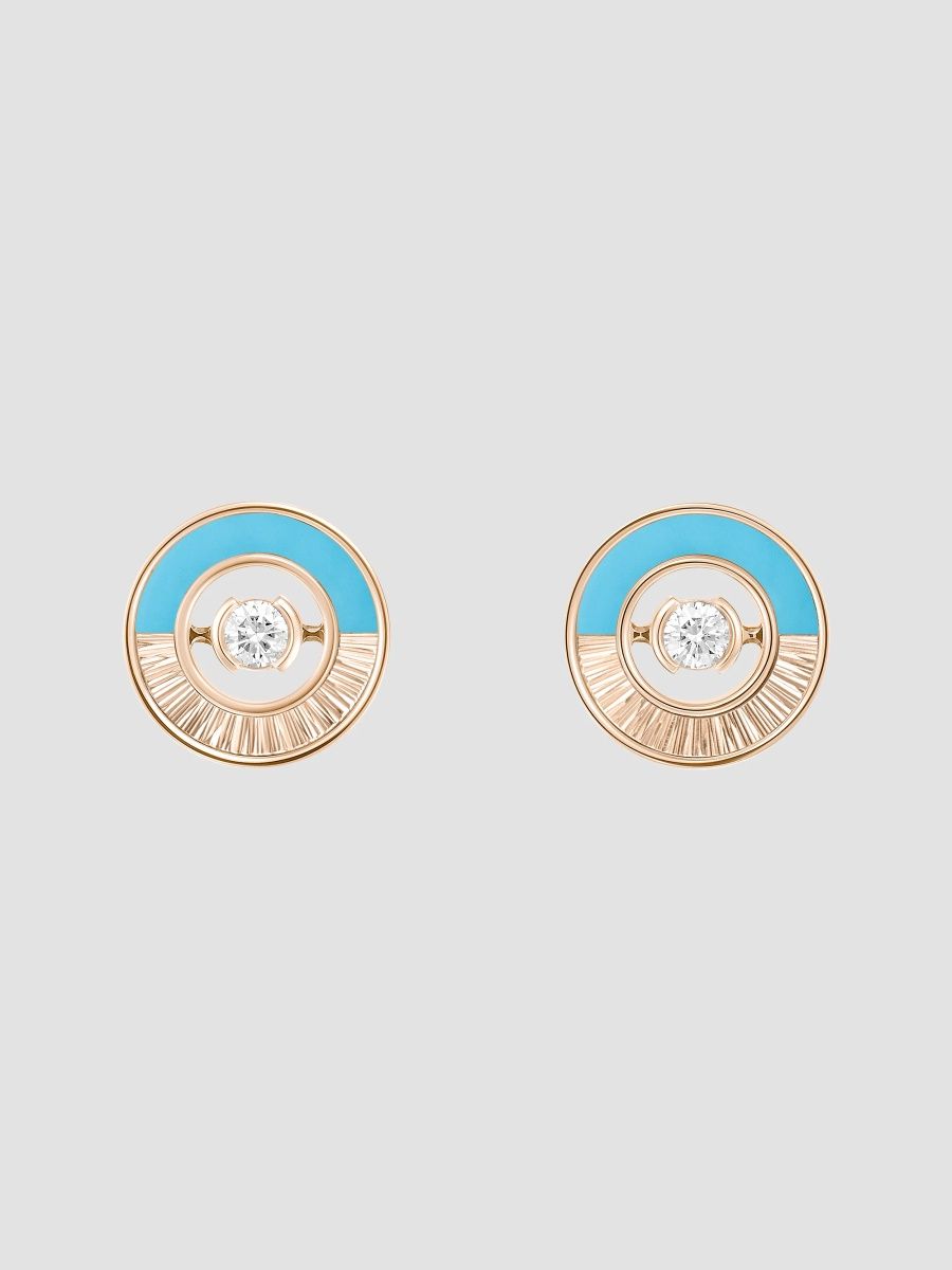Piaget Women's Possession 18K Rose Gold, Turquoise & 0.11 TCW Diamond Stud Earrings - Rose Gold