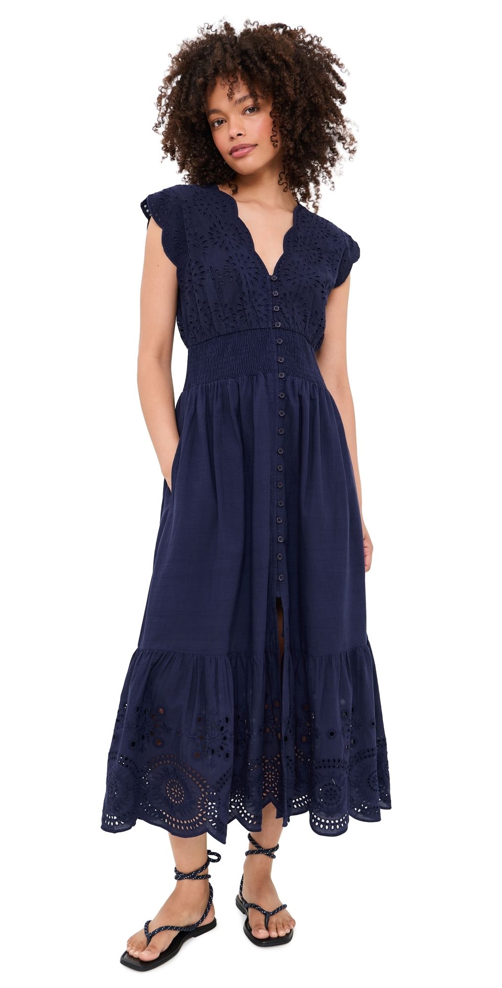 Marea Fiona Dress Navy Demi Eyelet XS