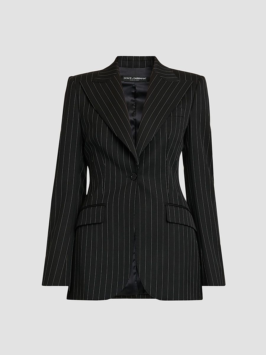 Women's Pinstriped Stretch Virgin-Wool Single-Breasted Blazer - Rigato - Size 10