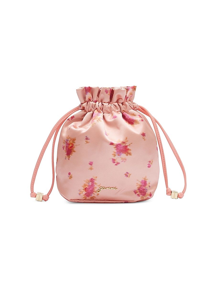 Women's Drawstring Printed Pouch - Shrimp