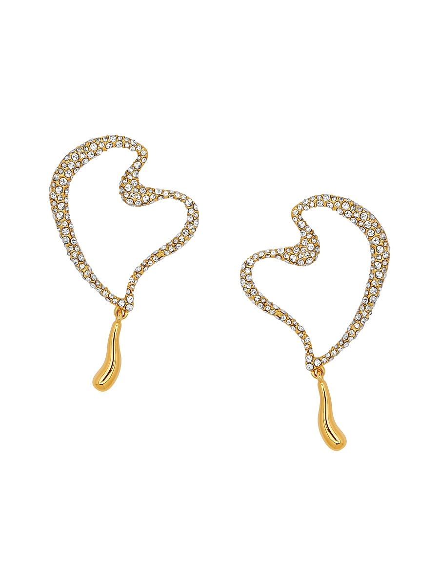 Women's 24K-Gold-Plated & Strass Crystal Heart Drop Earrings - Crystal