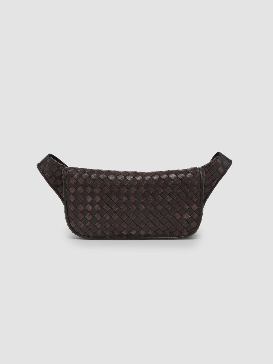 Bottega Veneta Men's Veneto Intrecciato Leather Belt Bag - Espresso Vintage