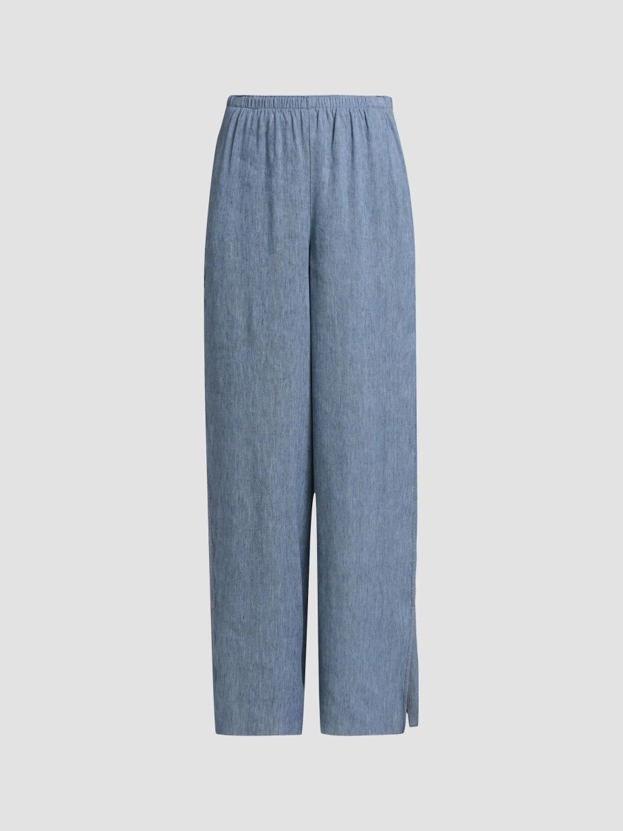 Theory Women's Linen-Blend Straight Pants - Light Denim - Size XS