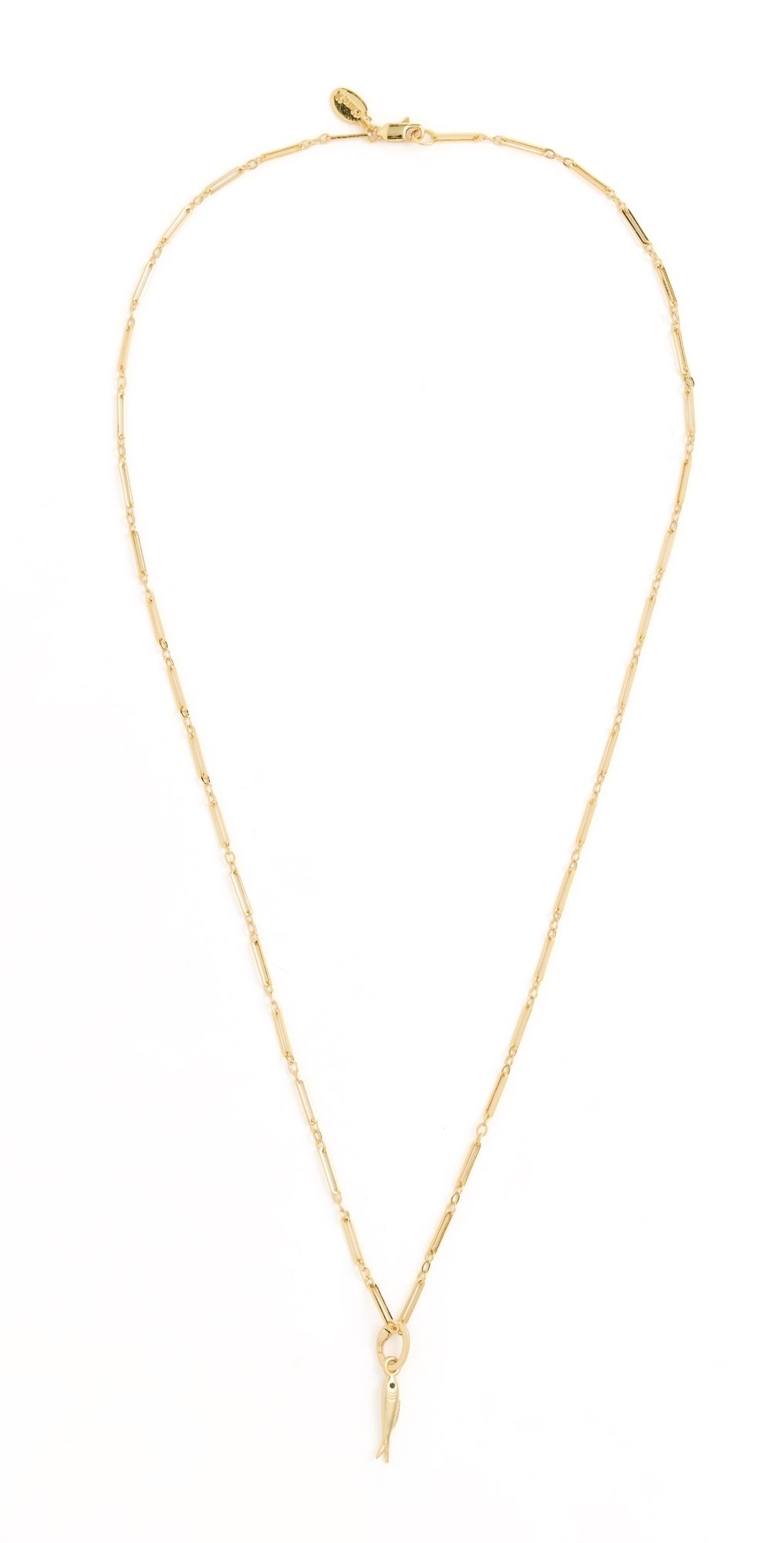 Clare V. Paperclip Chain Necklace with Sardine Charm Vintage Gold One Size