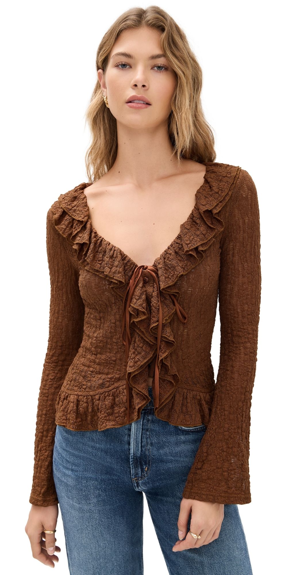 Bailey Rose Brown Long Sleeve Blouse Brown L