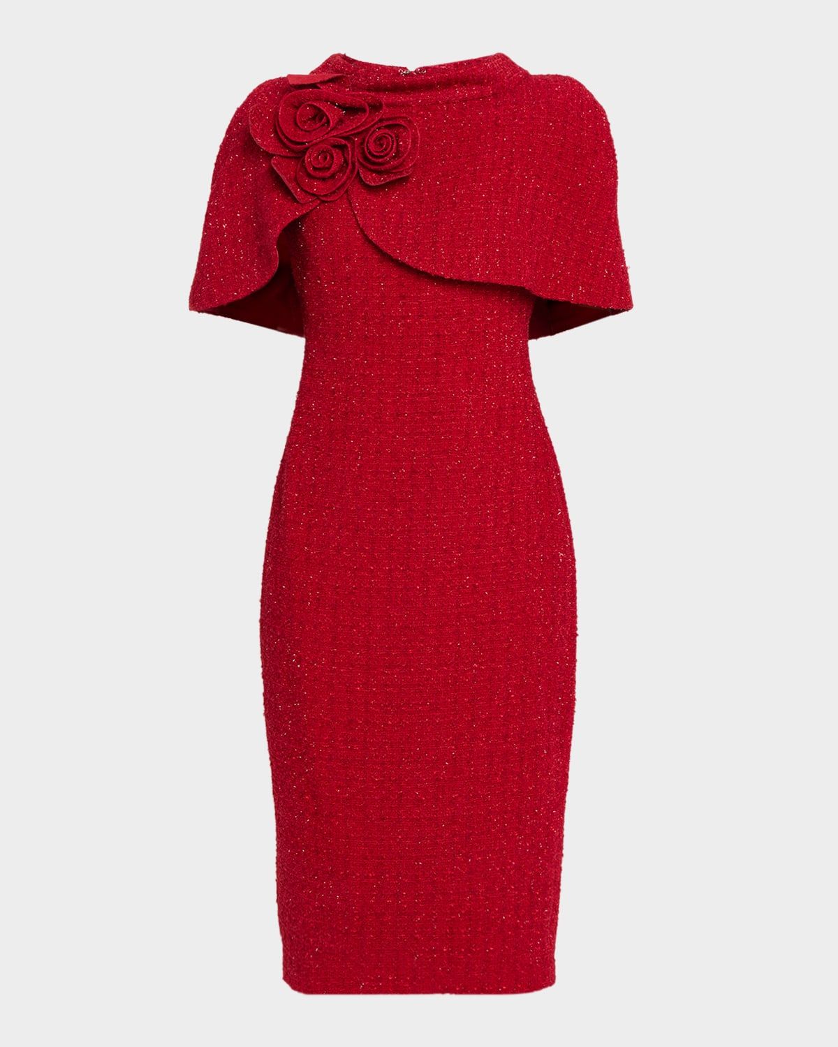 Shimmer Boucle Cape Midi Dress