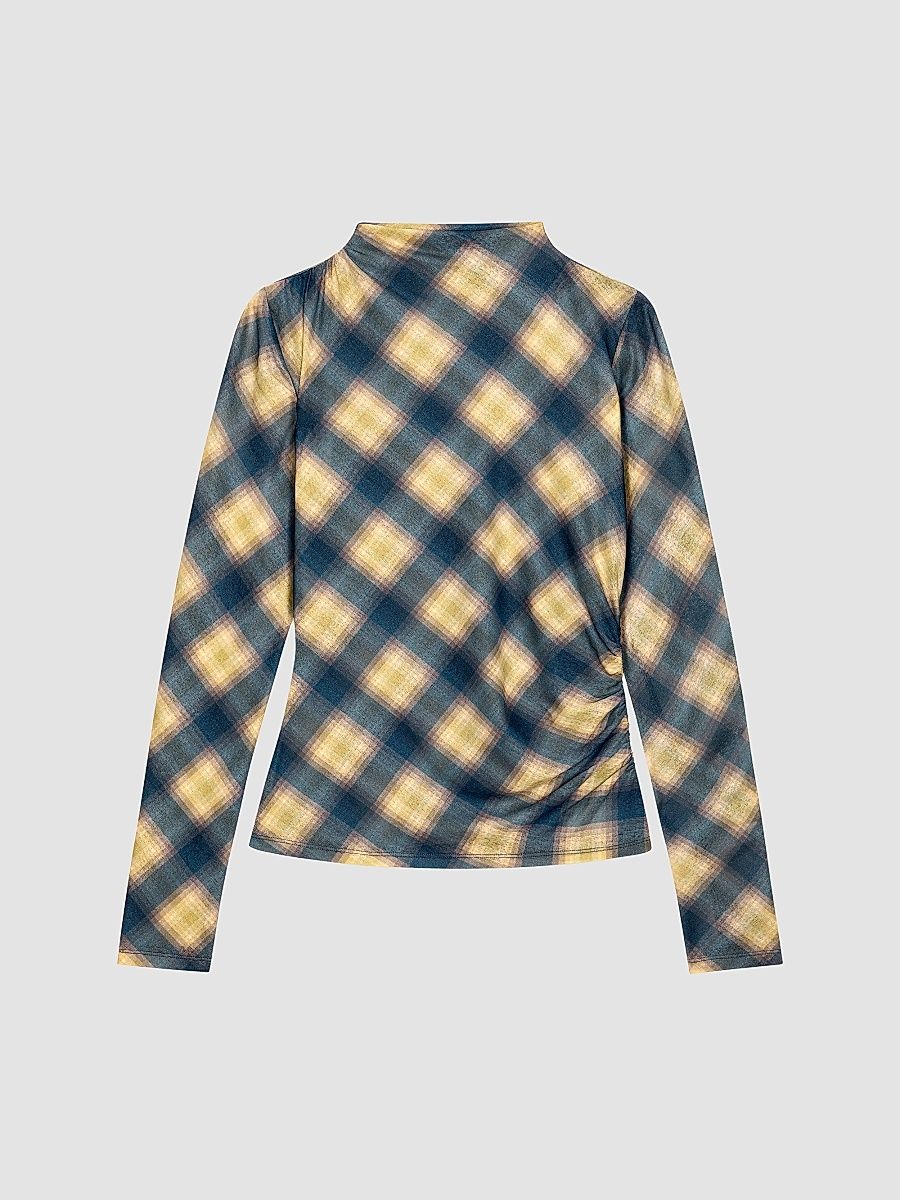 Rails Women's Joelle Draped Plaid Top - Navy Sage Plaid - Size XS
