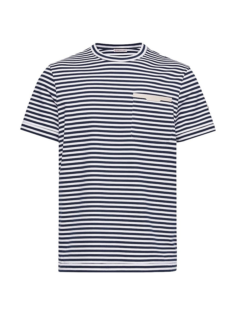 Men's Crew Neck T-Shirt in Cotton - White Blue - Size XXXL